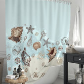 Personalisierte Muscheln und Sandstrand Duschvorhang