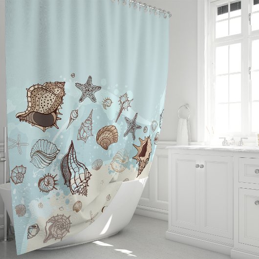 Personalisierte Muscheln und Sandstrand Duschvorhang
