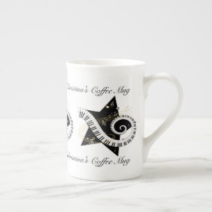 Personalisierte Musical Star Golden Noten Porzellantasse