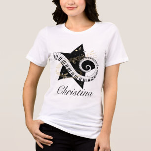 Personalisierte Musical Star Golden Noten Tri-Blend Shirt