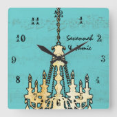 Personalisierte Musiknote Lüster aller Farben Quadratische Wanduhr (Vorderseite)