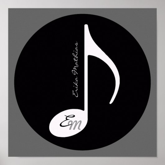 personalisierte Musiknote Schwarze Idee Poster (Vorne)
