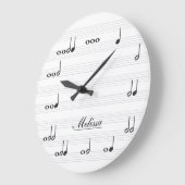 Personalisierte Musiknoten Große Wanduhr (Winkel)