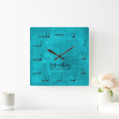 Personalisierte Musiknoten - Musik ist Leben Quadratische Wanduhr (Zuhause)