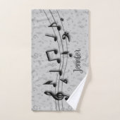 Personalisierte Musiknoten Schwarz und Grau Badhandtuch Set (Handtuch)