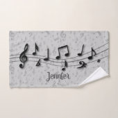 Personalisierte Musiknoten Schwarz und Grau Badhandtuch Set (Handtuch)