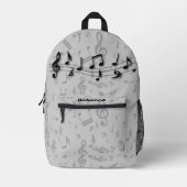 Personalisierte Musiknoten Schwarz und Grau Bedruckter Rucksack (Vorderseite)