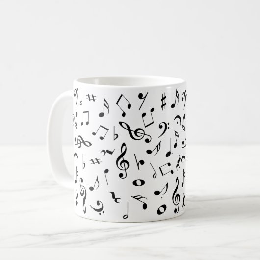 Personalisierte Musiknoten-Tasse Kaffeetasse (Vorderseite Links)