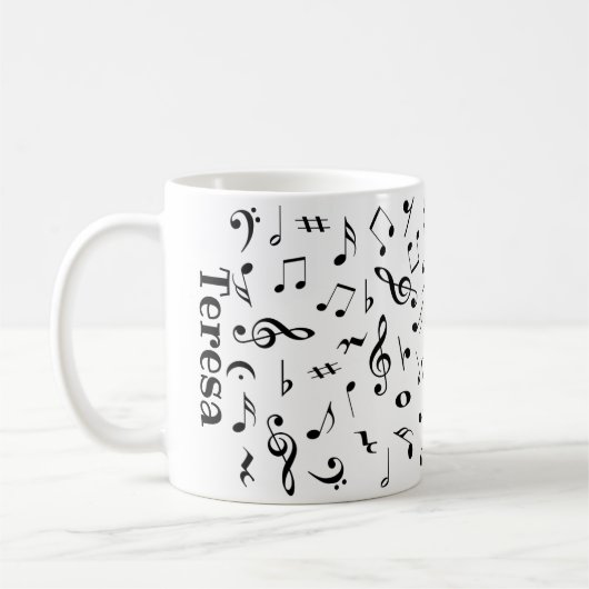 Personalisierte Musiknoten-Tasse Kaffeetasse (Links)