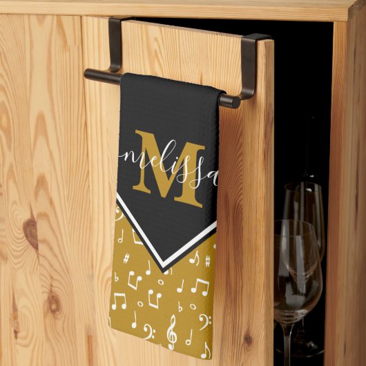 Personalisierte Musiksymbole Geschirrtuch (Drittel gefaltet)