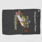 Personalisierte Muskie Whisperer Dunkles Handtuch (Horizontal)