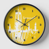 Personalisierte Mustard Yellow Chandele Wall Clock Uhr (Vorderseite)