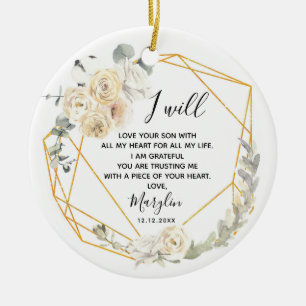 Personalisierte Mutter der geometrischen Groom Keramik Ornament