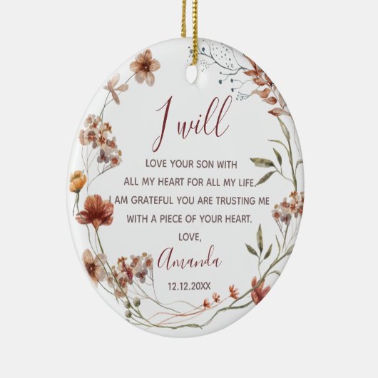 Personalisierte Mutter der Groom-Boho-Wildblumen Keramik Ornament (Rechts)