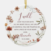 Personalisierte Mutter der Groom-Boho-Wildblumen Keramik Ornament (Vorne)