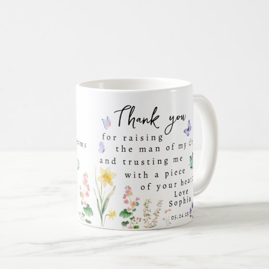 Personalisierte Mutter der Groom Bride Danke von. Kaffeetasse (VorderseiteRechts)