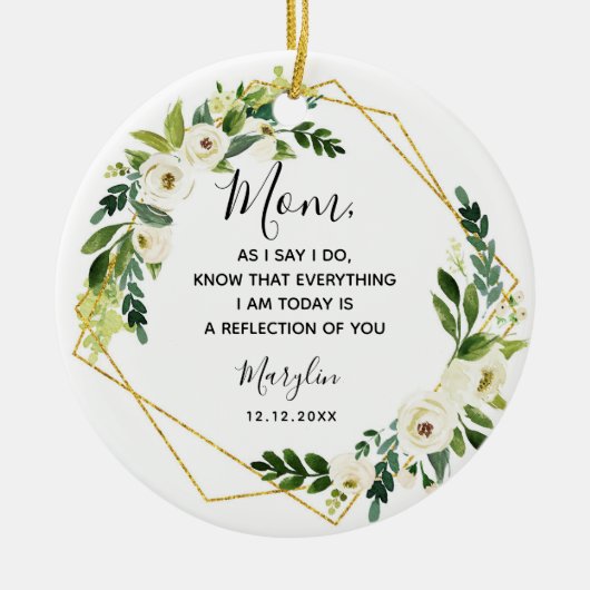 Personalisierte Mutter des Blumengeschenks Keramik Ornament (Vorne)