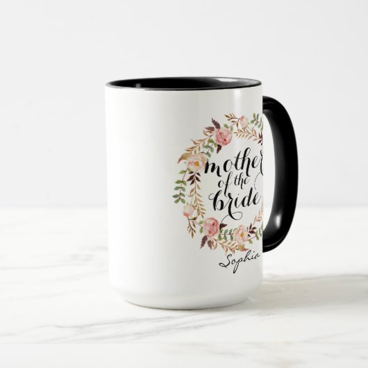 Personalisierte Mutter des Blumenreath Tasse (VorderseiteRechts)
