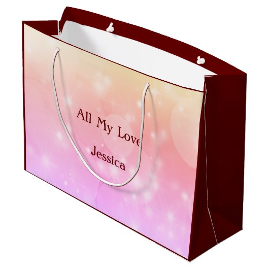 Personalisierte Mutter-Geschenktasche mit schönem  Große Geschenktüte (Rückseite Schrägansicht)