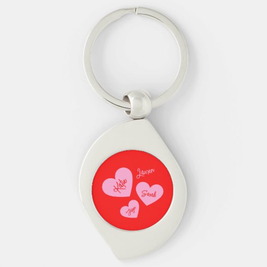 Personalisierte Mutter hat rotes und rosa Herz Schlüsselanhänger (Vorderseite)