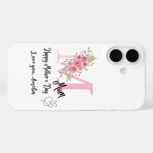 Personalisierte Mutter Initial iPhone 16 Hülle (Rückseite (Horizontal))