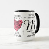 Personalisierte Mutter mit Herzrose und Typografie Tasse (VorderseiteRechts)