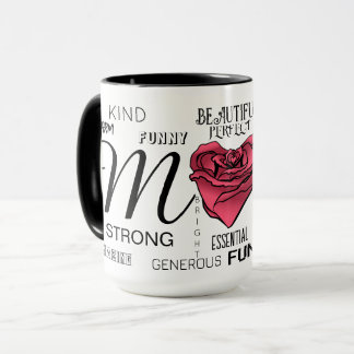 Personalisierte Mutter mit Herzrose und Typografie Tasse