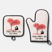 Personalisierte Mutter-Tochter-Liebe Ofenhandschuh & Topflappen-Set (Vorderseite)