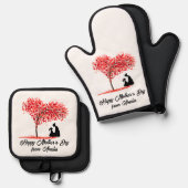Personalisierte Mutter-Tochter-Liebe Ofenhandschuh & Topflappen-Set (Vorderseite/Rückseite)