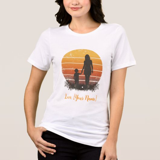 Personalisierte Mutter-und-Kind-Sonnenuntergangs-S Tri-Blend Shirt (Vorderseite)
