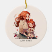 Personalisierte Mutter und Tochter Keramik Ornament (Vorne)