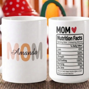 Personalisierte Mutternährwertinformationen Name & Kaffeetasse