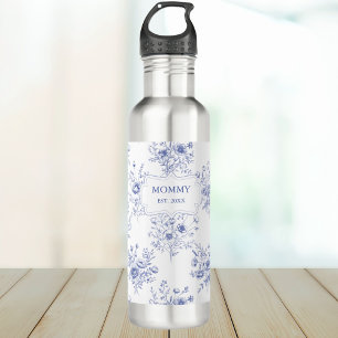 Personalisierte Muttertagsblaue Blumen Floral Edelstahlflasche