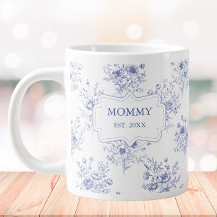 Personalisierte Muttertagsblaue Blumen Floral Jumbo-Tasse