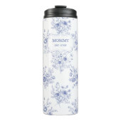 Personalisierte Muttertagsblaue Blumen Floral Thermosbecher (Vorderseite)