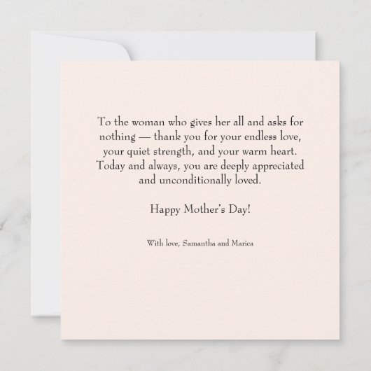 Personalisierte Muttertagskarte Karte (Rückseite)