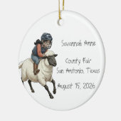 Personalisierte Mutton Bustin Rodeo Mädchen Keramik Ornament (Links)