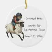 Personalisierte Mutton Bustin Rodeo Mädchen Keramik Ornament (Vorne)