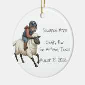 Personalisierte Mutton Bustin Rodeo Mädchen Keramik Ornament (Links)