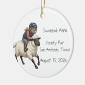 Personalisierte Mutton Bustin Rodeo Mädchen Keramik Ornament (Links)