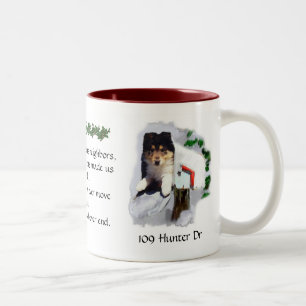 Personalisierte Nachbarn Weihnachtsgeschenk Zweifarbige Tasse