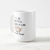 Personalisierte Nachricht für die Schwiegermutter Kaffeetasse (Vorderseite Links)