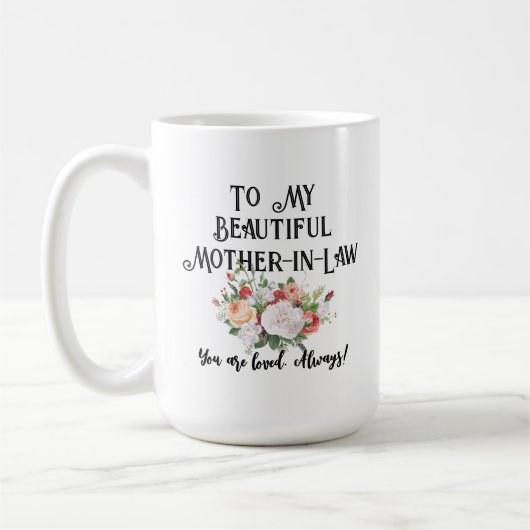 Personalisierte Nachricht für die Schwiegermutter Kaffeetasse (Links)