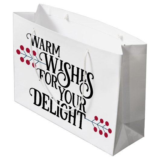 Personalisierte Nachricht: Merry and Bright Große Geschenktüte (Rückseite Schrägansicht)