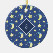 Personalisierte Nachricht Moon and Stars Blue Chri Keramik Ornament (Vorne)