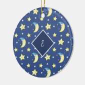Personalisierte Nachricht Moon and Stars Blue Chri Keramik Ornament (Links)