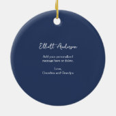 Personalisierte Nachricht Moon and Stars Blue Chri Keramik Ornament (Hinten)