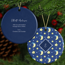 Personalisierte Nachricht Moon and Stars Blue Chri