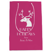 Personalisierte Nachricht: Rosa Weihnachtsweiße Re Mittlere Geschenktüte (Vorderseite)