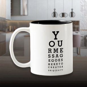 Personalisierte Nachrichten-Spaß-Optiker-Diagramm  Zweifarbige Tasse